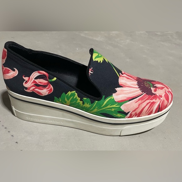 Stella McCartney Women's Sneakers Binx Pink Floral Canvas Platform Slip On - Picture 11 of 15